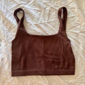 Brown Zara Ribbed Women's Crop Top
